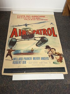 Original one-sheet movie poster for the 1962 crime drama film Air Patrol. Directed by Maury Dexter and distributed by 20th Century Fox, the film follows Los Angeles police detectives investigating an art heist pulled off using a getaway helicopter. The pi
