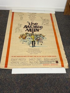 Vintage 1962 movie poster for The Music Man featuring Robert Preston and Shirley Jones