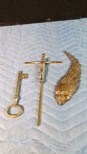 3 heavy brass items