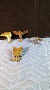3 Brass birds and 1 brass fly