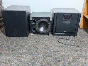 Audio Source Model SW Fifteen Powered Subwoofer, SW2 Powered Subwoofer and Sony SEN-R5420 Remote Controlled Hi-Fedelity Stero System