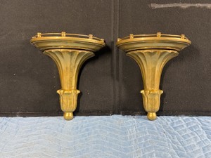 Pair of vintage brass Art Deco slip shade wall sconces