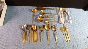 Gold tone silverware