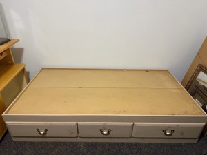Wood bed frame with 3 built in drawers