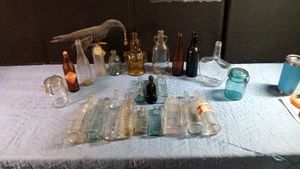 Lot of vintage bottles and canning jars