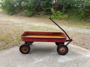 Vintage Metal Red Wagon - No Markings but more than likely a radio flyer