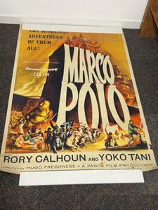 Authentic original U.S. One-Sheet movie poster for the 1962 adventure film Marco Polo, starring Rory Calhoun and Yoko Tani.