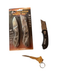 Guidesman Folding Knife Set with Utility Knife, Box Cutter & Keychain Knife  4 Pieces