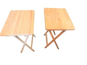 Set of (2) Wooden Folding TV Snack Tables  25 Tall