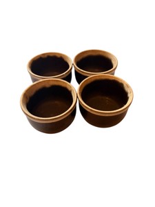 Vintage Japanese Brown Glazed Stoneware Custard Cups  Ramekins  Set of 4