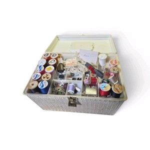 Vintage Lot of Sewing Supplies in Cool Case