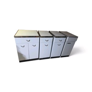 4 Vintage mid-century modern metal kitchen base cabinets
