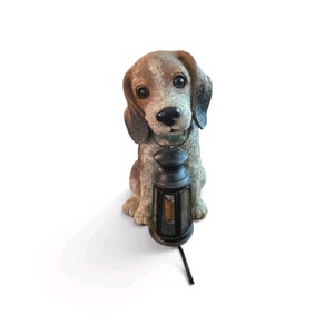 Seto Craft beagle dog garden statue featuring a functional electric lantern