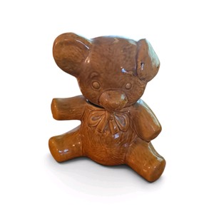 Vintage brown ceramic teddy bear cookie jar