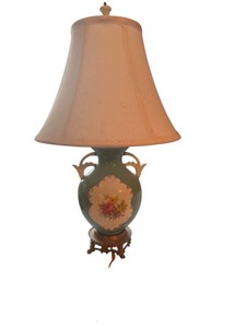 Vintage Hand-Painted Porcelain Table Lamp Base with Floral Design