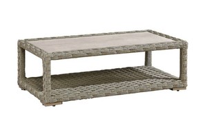 $279 Backyard Creations  Roswell Outdoor Coffee Table with Shelf and Sintered Stone Top