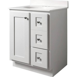 $399 Smart Storage 24W x 21D Birch Glacier Bathroom Vanity Cabinet