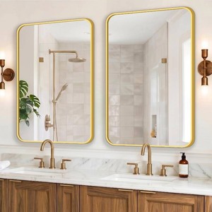 $120 FICTOR Bathroom Mirror, 2 Pack 36x24 Gold Framed Vanity Mirror for Wall, Shatterproof &Anti-Rust Bathroom Mirrors for Over Sink, Bedroom, Living Room, Entryway, VerticalHorizontal Mount