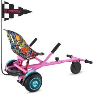 Gotrax Hoverboard Go Kart Attachment for 6.5 to 10 Hoverboards, Adjustable Frame & Handlebar, Hoverboard Seat Accessory for Kids and Adults,Pink