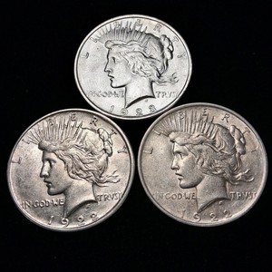 Lot of (3)  US Peace Dollars 1922 (2 total) & 1923