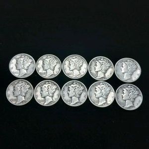 Lot of (10) total Mercury Dimes 90% Constitutional Silver misc years from 1936-45