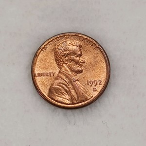 ERROR COIN 1992-D - misaligned strike - obverse, cracked die reverse