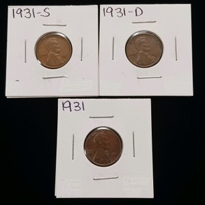 Lot of (3) Lincoln Pennies from all mints  including key date 1931-S