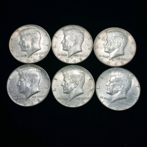 Lot of (6) coins 1968 Kennedy Half Dollars (40% silver content)