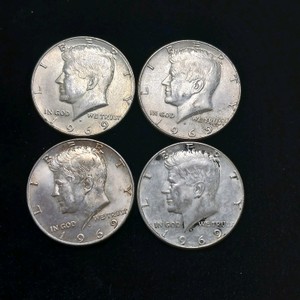 1969 Lot of (4) 40% silver Kennedy Half Dollar Coins