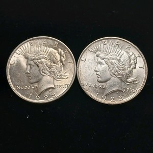 Lot of (2) Coins  1923 Peace Dollars - 90% Silver