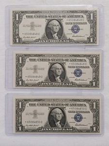 Lot of (3) Consecutive Series 1957A $1 Star Note Silver Certificates  Choice Uncirculated
