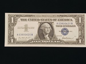 Crisp 1957 $1 One Dollar Silver Certificate Blue Seal Note Bill - High Grade
