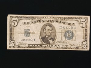 1934-A $5 Silver Certificate - Blue Seal US Currency