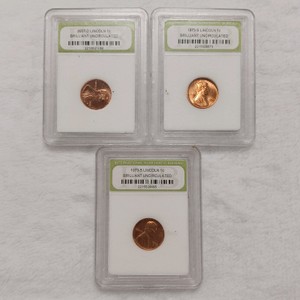 Lot of (3) INB Certified Lincoln Cents - 1973-S & 2007-D Brilliant Uncirculated