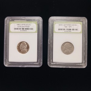 Lot of (2) Jefferson Nickels - 1986-S DCAM Gem Proof & 1952 - INB Slabs