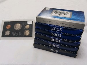Multi-Year US Mint Proof Set Lot (7 Sets Total) - 1983, 1999, 2000, 2001, 2003, 2005, 2022 OGP