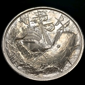 Elemetal Mint Privateer Series The White Whale 2 oz .999 Fine Silver Ultra High Relief Round