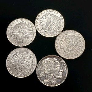 Lot of (5) .999 Fine Silver Coin Bullion that each weigh 110 Troy Ounce (all have Indian head)