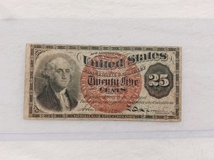 1863 25� Fractional Currency Note - U.S. Fourth Issue (George Washington)  Shinplaster