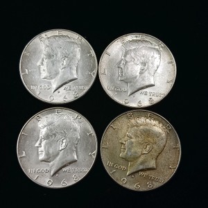 Lot of (4) coins  1968 Kennedy half dollars