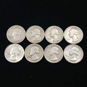 Lot of (8) total coins  highly collectible circulated 90% silver Washington Quarters minted between 1942 and 1964