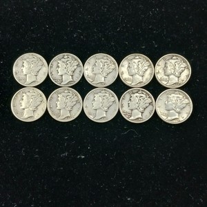 Lot of (10) valuable Mercury Dimes