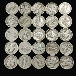 Lot of (25) coins  a collection of 90% silver Mercury dimes (Winged Liberty Head, 19161945