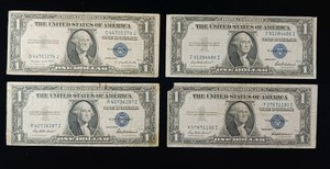 Lot of 4 Vintage $1 Silver Certificates - 1935 G & F Currency