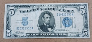 1934 $5 Silver Certificate (Mule Note) Blue Seal