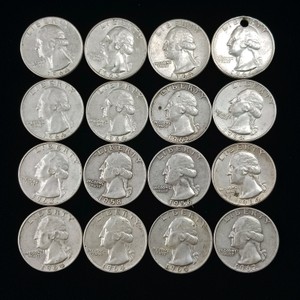 Lot of (16) Vintage 90% Silver Washington Quarters