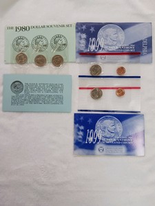 Susan B. Anthony Coin Set Collection - 1980 Souvenir Set & (2) 1999 Uncirculated Sets