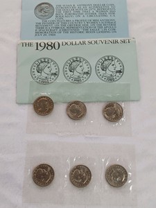 Lot of (2) Susan B. Anthony Dollar Coin Souvenir Sets - 1979 & 1980