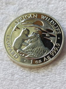 2024 Somalia African Wildlife Leopard & Cub 1 oz Silver Bullion Coin (.9999 Fine)