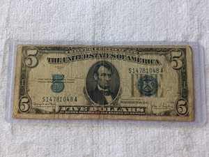 Series 1934 D $5 Blue Seal Silver Certificate